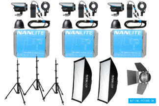 Nanlite FC-120C Led RGBW Spot Light triple kit (w/ softbox, fresnel and lightstand)
