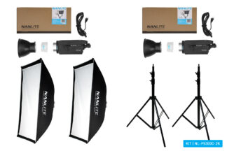 Nanlite FS-300C LED RGBW Spot Light dual kit (w/ softbox and lightstand)